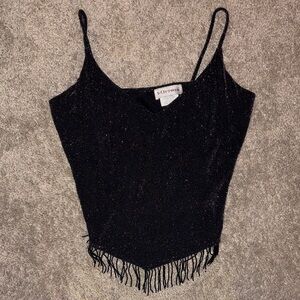 Women’s Vintage Sparkle Fringe Tank Top Size M